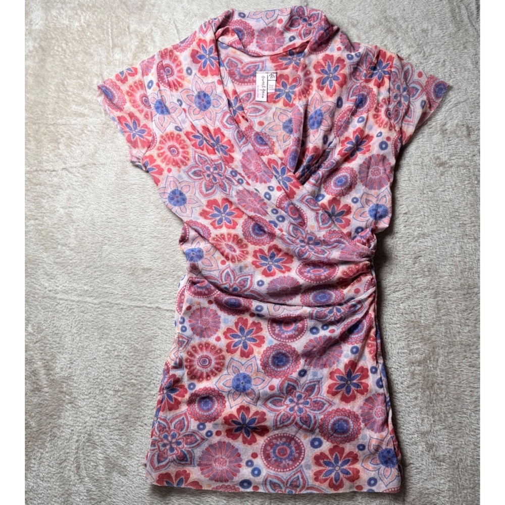 Sweet Pea by Stacy Frati Mesh Floral Paisley Top M y2K Girlie Fairycore Boho
